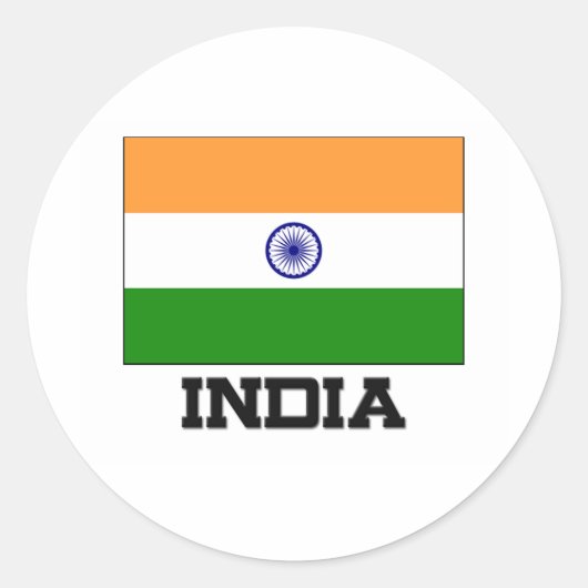 Indiase vlag ronde sticker (Voorkant)