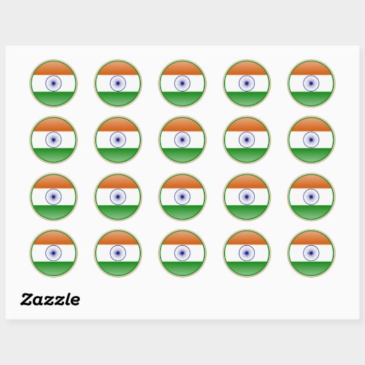 Indiase vlag ronde sticker (Vel)