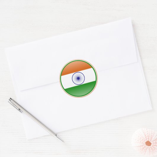 Indiase vlag ronde sticker (Envelop)