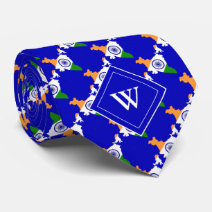 INDIASE vlag van India Monogram BLAUW Stropdas