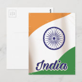 Indiase vlag vintage reisposter. briefkaart (Voorkant / Achterkant)