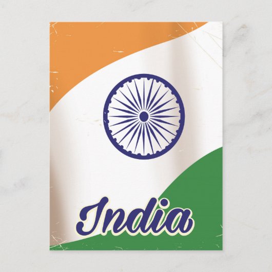 Indiase vlag vintage reisposter. briefkaart (Voorkant)