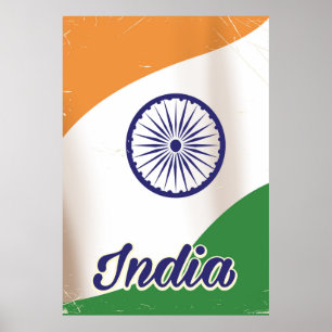 Indiase vlag vintage reisposter. poster