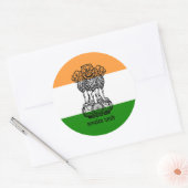 Indiase Vlag & Wapen, Vlag van India Ronde Sticker (Envelop)