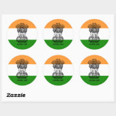 Indiase Vlag & Wapen, Vlag van India Ronde Sticker (Vel)