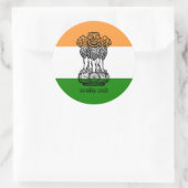 Indiase Vlag & Wapen, Vlag van India Ronde Sticker (Tas)