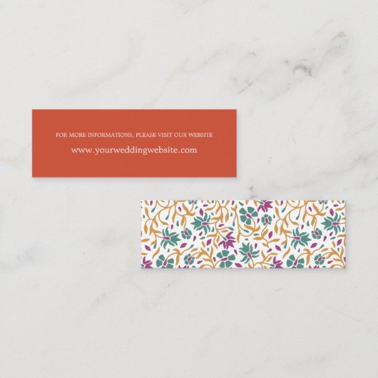 Indiase Vloeibare Oranje online bruiloft Website Mini Visitekaartje (Voorkant / Achterkant)