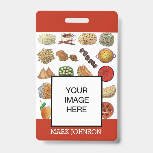 Indiase Voedsel Keuken Café Restaurant Chef Ober Badge (Voorzijde)