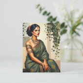 Indiase vrouw Art. Portret Wall Art Briefkaart (Staand voorkant)