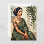 Indiase vrouw Art. Portret Wall Art Briefkaart (Voorkant / Achterkant)