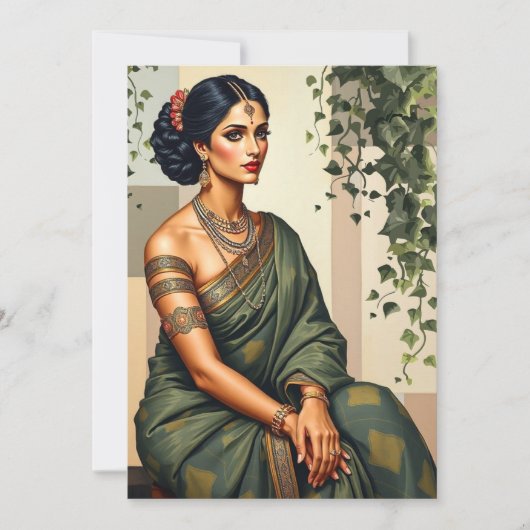Indiase vrouw Art. Portret Wall Art Kaart (Voorkant)