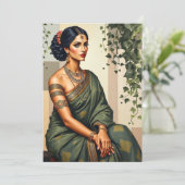 Indiase vrouw Art. Portret Wall Art Kaart (Staand voorkant)
