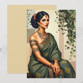 Indiase vrouw Art. Portret Wall Art Kaart (Voorkant / Achterkant)