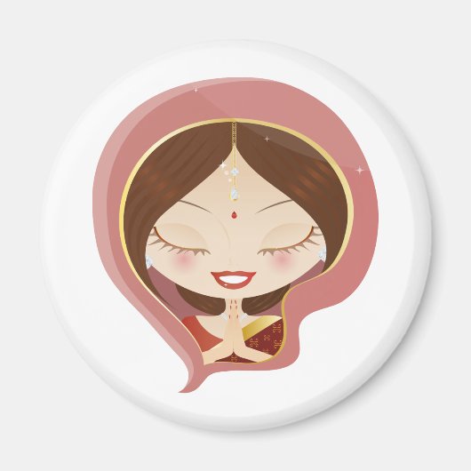 Indiase vrouw die bidt magneet (Voorkant)