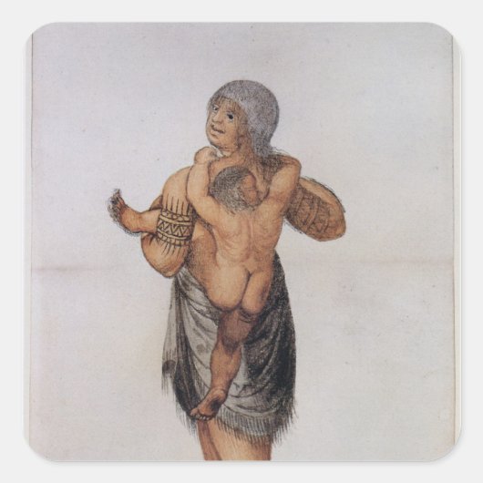 Indiase vrouw en Baby van Pomeiooc Vierkante Sticker (Voorkant)