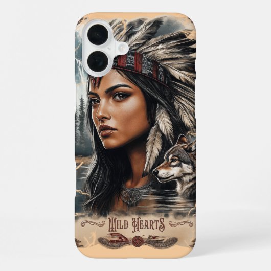 Indiase vrouw en wolf vintage ontwerp iPhone hoesje (Achterkant)