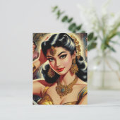  Indiase vrouw illustratie Briefkaart (Staand voorkant)