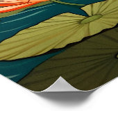 Indiase vrouw in een vijver omringd door lotusbloe poster (Hoek)