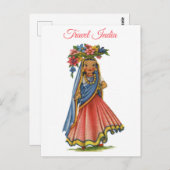 Indiase vrouw in Sari Reizen Briefkaart (Voorkant / Achterkant)