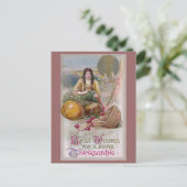 Indiase vrouw met Turkije  Thanksgiving Feestdagenkaart (Staand voorkant)