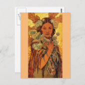 Indiase vrouw van alfons Mucha - Art Nouveau Briefkaart (Voorkant / Achterkant)