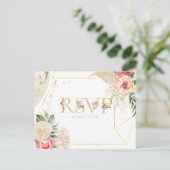 Indiase zomer bloemenbruiloft RSVP w/Meal Uitnodiging Briefkaart (Staand voorkant)