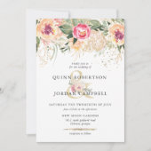 Indiase zomer | Waterverf roze pioenen bruiloft Kaart (Voorkant)