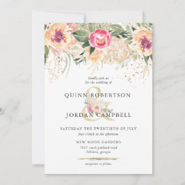 Indiase zomer | Waterverf roze pioenen bruiloft Kaart