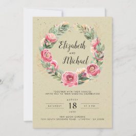 Indiase zomer | Waterverf roze pioenen bruiloft Kaart