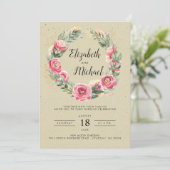 Indiase zomer | Waterverf roze pioenen bruiloft Kaart (Staand voorkant)