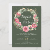 Indiase zomer | Waterverf roze pioenen bruiloft Kaart (Voorkant)