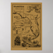  indicatieve kaart van Florida (1912) - Tan Poster (Voorkant)