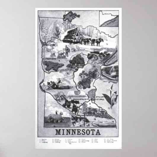  indicatieve kaart van Minnesota (1921) Poster (Voorkant)