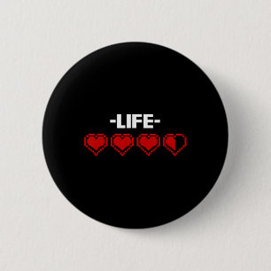 Indicator Hart 8 Bit Grafische Videogame Speler GI Ronde Button 5,7 Cm
