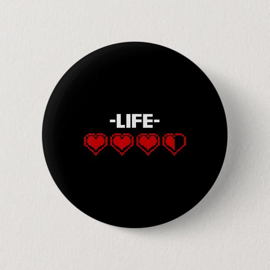 Indicator Hart 8 Bit Grafische Videogame Speler GI Ronde Button 5,7 Cm (Voorkant)