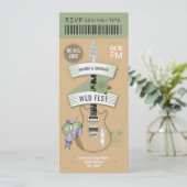 Indie Acoustic Rock ’n’ Roll Wedding Ticket Kaart (Staand voorkant)