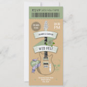 Indie Acoustic Rock ’n’ Roll Wedding Ticket Kaart (Voorkant)