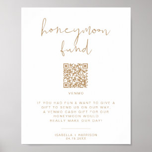 INDIE Beige Boho Honeymoon Fund Trouwbord Poster
