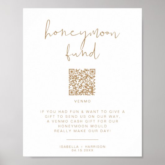 INDIE Beige Boho Honeymoon Fund Trouwbord Poster (Voorkant)