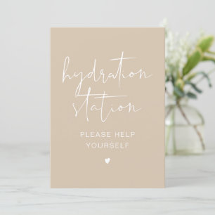 INDIE Bohemian Beige Cream Hydration Station Sign. Kaart