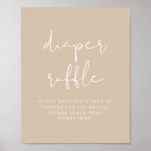 INDIE Bohemian Beige Diaper Raffle Game Sign Poster