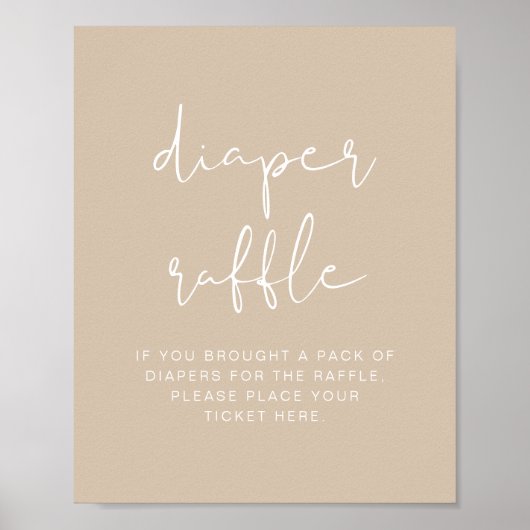 INDIE Bohemian Beige Diaper Raffle Game Sign Poster (Voorkant)