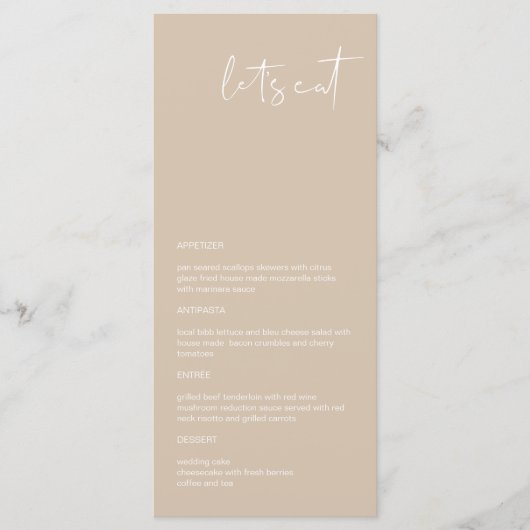 INDIE Bohemian Earth Tone Taupe Wedding Menu (Voorkant)