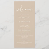 INDIE Bohemian Earth Toned beige Wedding Programme Menu (Voorkant)