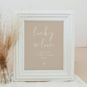 INDIE Bohemian Earth Toned Lucky in Love Sign Poster