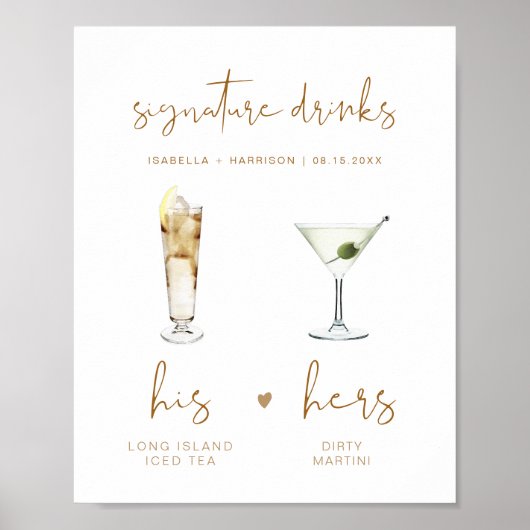 INDIE Bohemian Signature Drink Wedding Bar Poster (Voorkant)