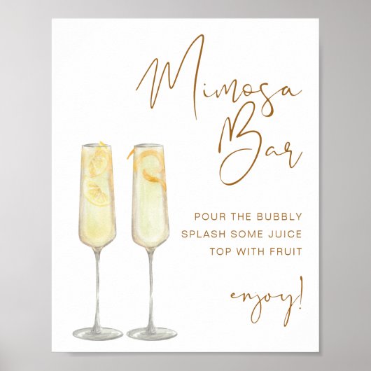 INDIE Bohemian Terracotta Bridal Mimosa Bar Sign Poster (Voorkant)