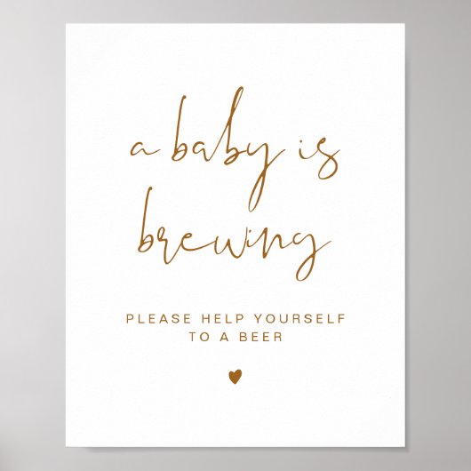INDIE Boho A Baby is Brewing Beer Sign Poster (Voorkant)