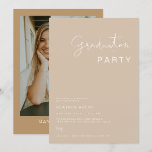 INDIE Boho Aardtint Beige Afstudeerfeest Kaart