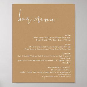 INDIE Boho Aardtone Huwelijksbar Menu Poster